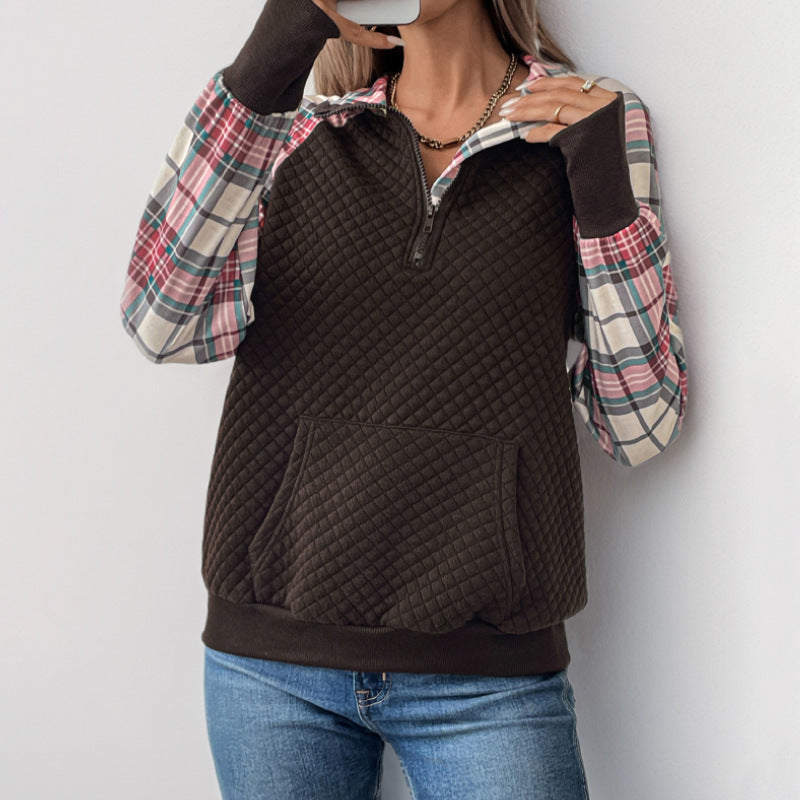 Damen Sportlicher Pullover mit Karomuster Drune