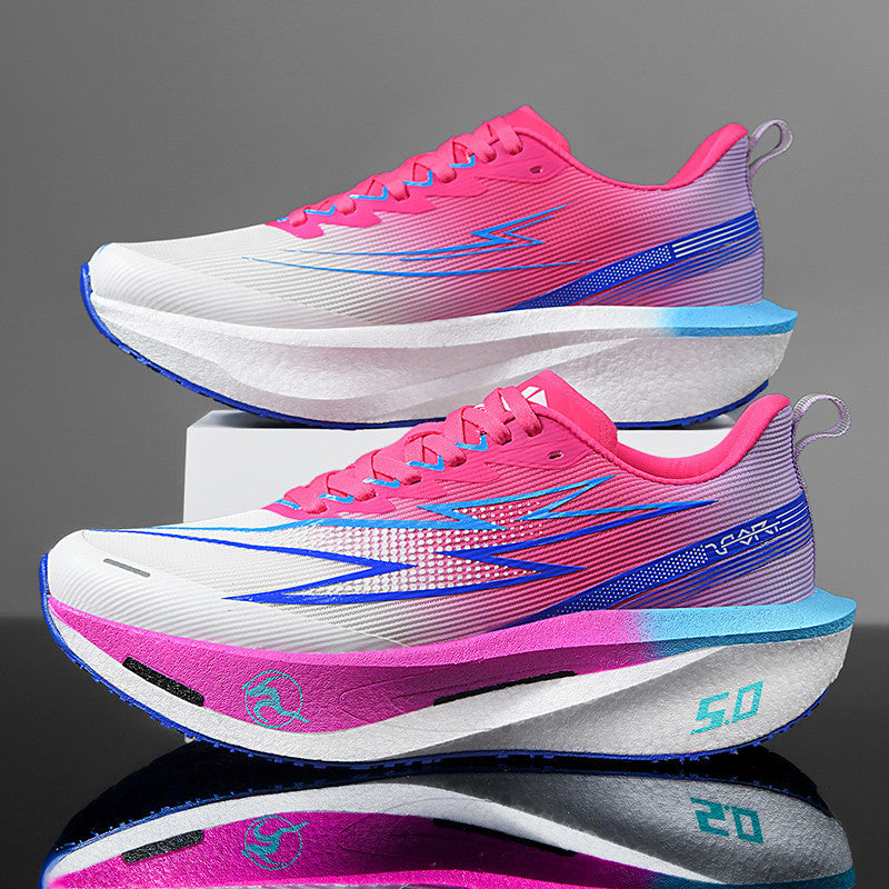 Unisex gedämpfte Race-Plateau-Laufschuhe mit Rocker-Zwischensohle und atmungsaktivem Micro-Mesh Drune