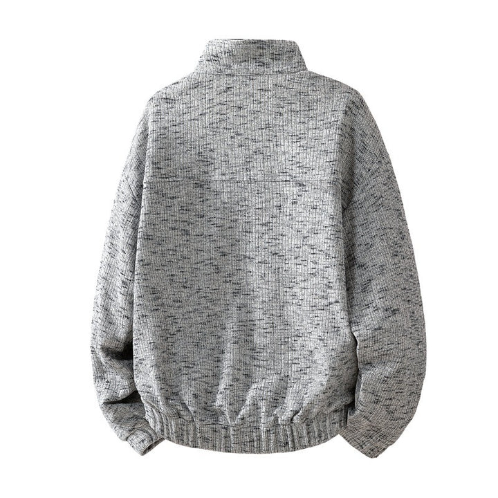 Herren strukturiertes Oversize-Sweatshirt mit Stehkragen, Druckknopfblende und Kängurutasche Drune