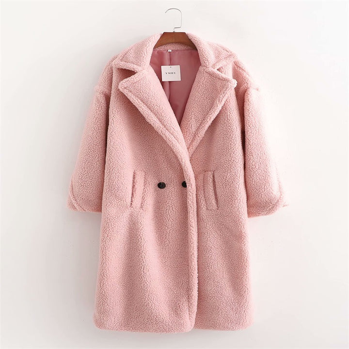 Drune | Langer Übergroß Schnitt Weiches Teddy Fleece Reverskragen Warm Und Bequem