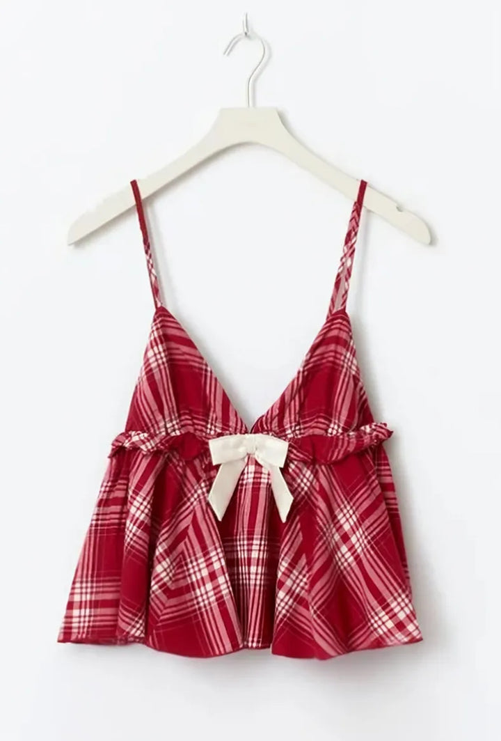 Damen nan lässiges Schlafanzug-Set mit gerafftem Camisole-Oberteil, Rüschenunterbrust und Hose mit Gummibund Drune