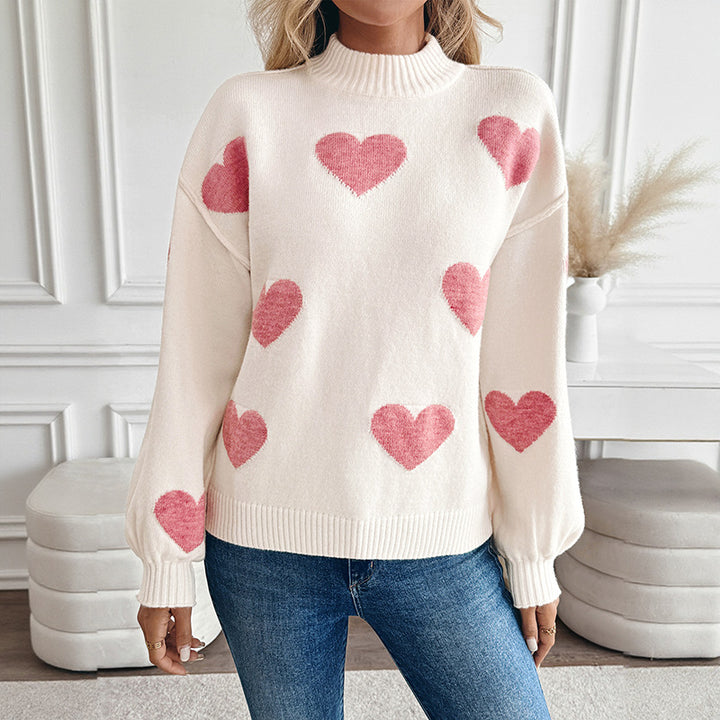 Damen Pullover mit Herzmotiv Drune