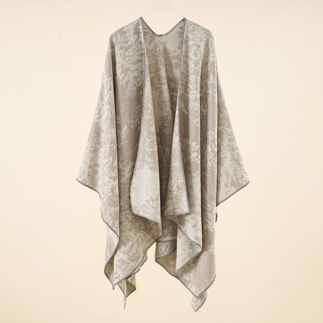 Damen Jacquard-Umhang mit floraler Strukturwebung und offenem Kimono-Fall Drune