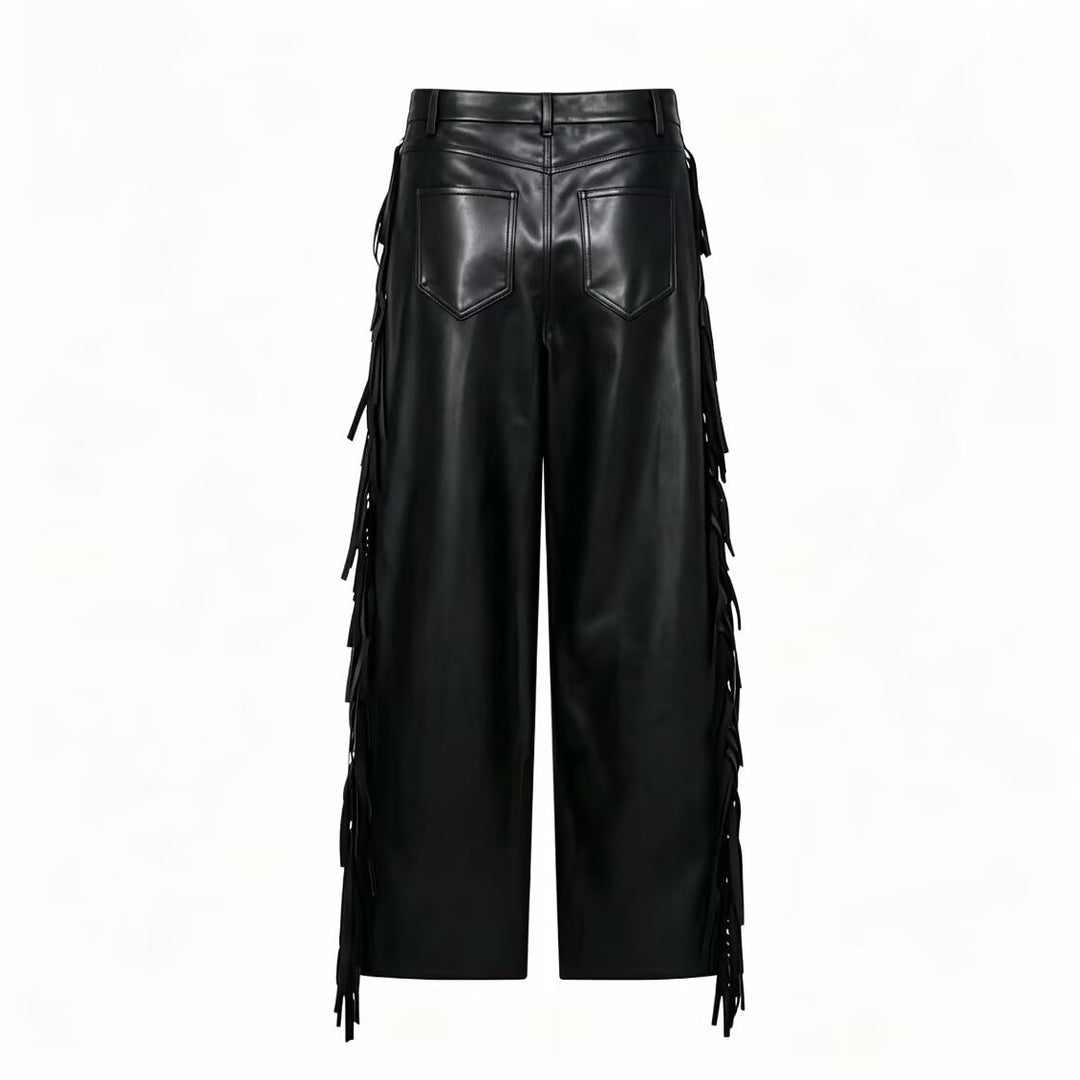 Damen Kunstlederhose mit Fransenbesatz Drune