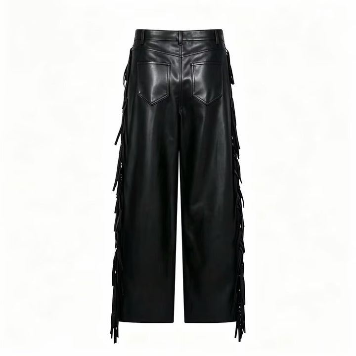Damen Kunstlederhose mit Fransenbesatz Drune