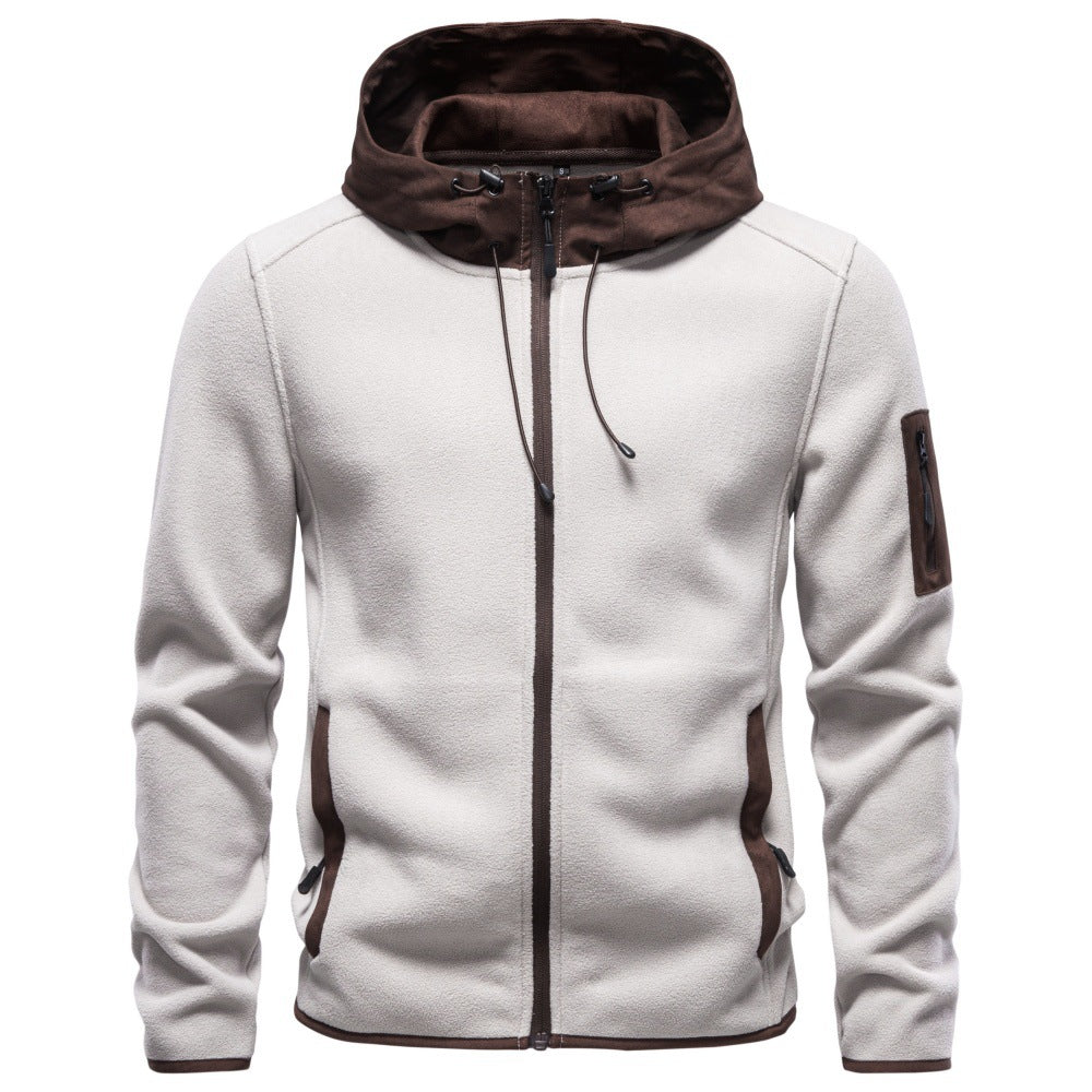 Herren Funktions-Fleecejacke mit Kapuze, Reißverschluss und Ärmel-Reißverschlusstasche Drune