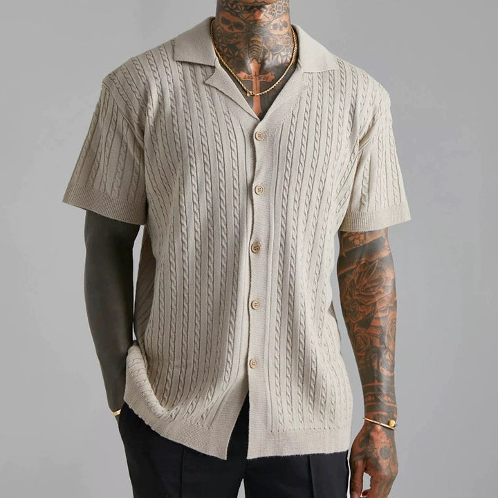 Herren Strickhemd mit strukturiertem Muster Drune