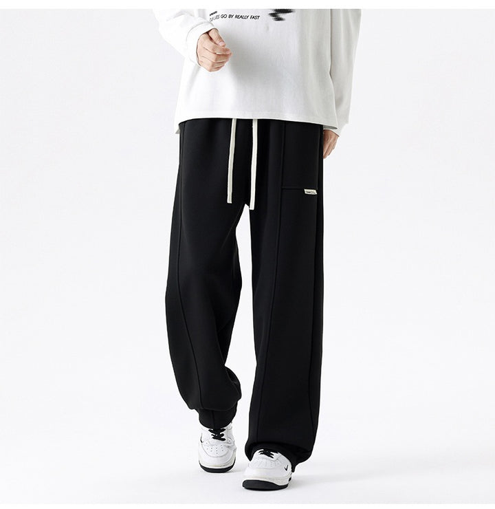 Herren Weite Relax-Jogginghose mit Tunnelzug, Multifunktionstasche & geradem Bein Drune