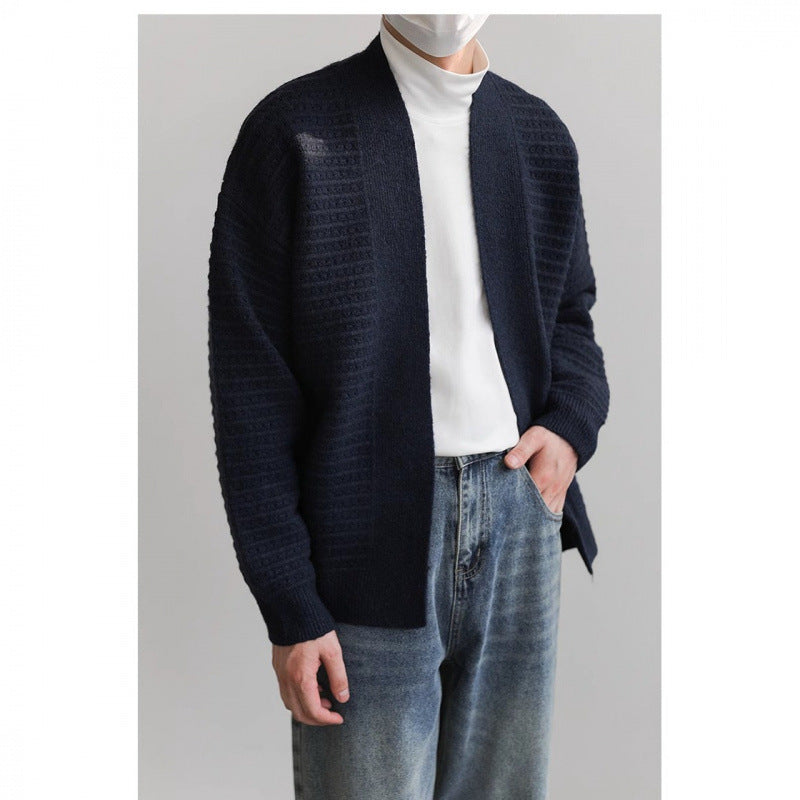 Herren lässiger Strickcardigan mit modernem Design und strukturierter Oberfläche Drune
