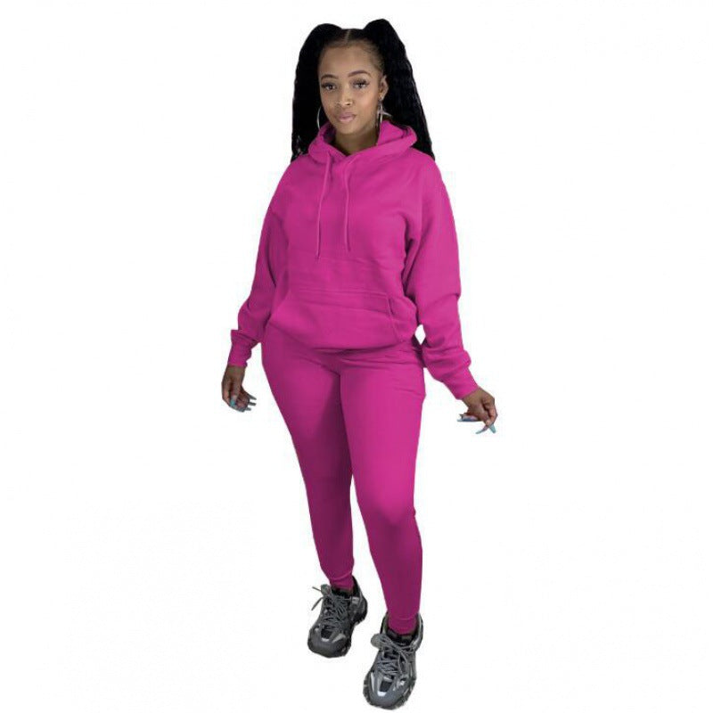Damen Zweiteiliges Freizeitset mit Oversize Kapuzenpullover und Leggings mit hohem Bund, schmaler Passform Drune