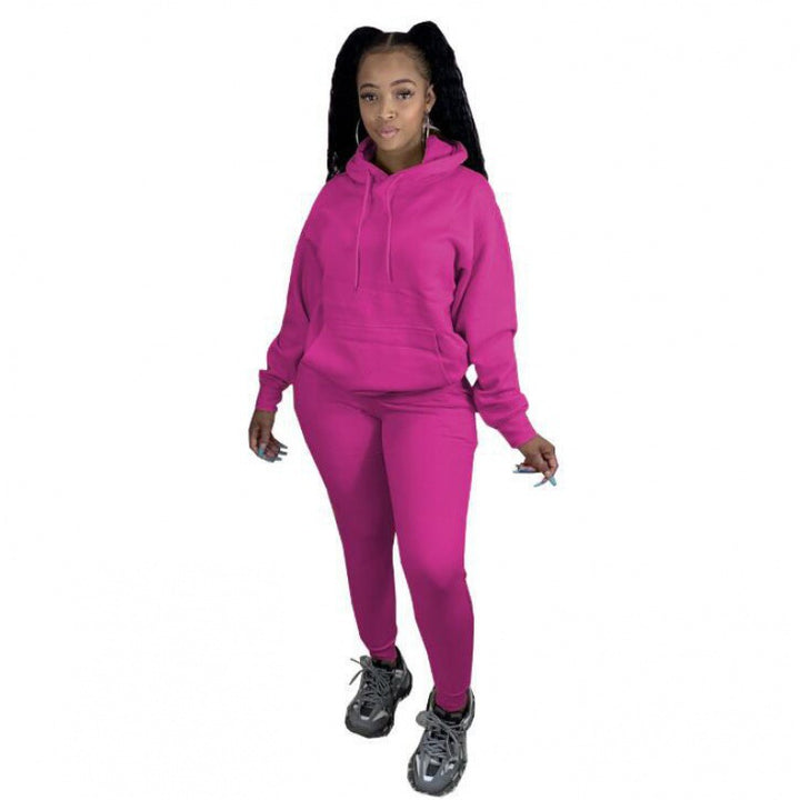 Damen Zweiteiliges Freizeitset mit Oversize Kapuzenpullover und Leggings mit hohem Bund, schmaler Passform Drune