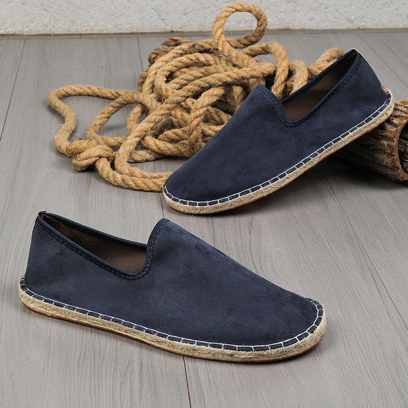 Herren Espadrilles aus Veloursleder mit geflochtener Juteborte und rutschfester Gummilaufsohle Drune