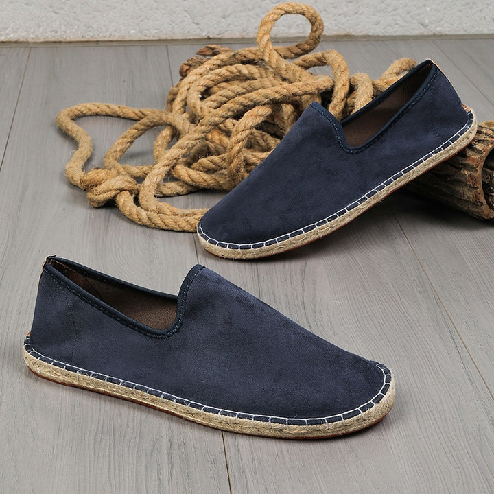 Herren Espadrilles aus Veloursleder mit geflochtener Juteborte und rutschfester Gummilaufsohle Drune