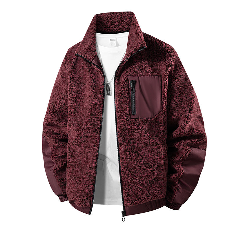 Herren Kuschelige Fleecejacke mit hohen Kragen Drune
