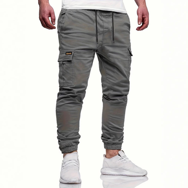 Herren Slim‑Tapered Utility‑Cargohose im Joggerstil mit Klapp- und Reißverschlusstaschen Drune
