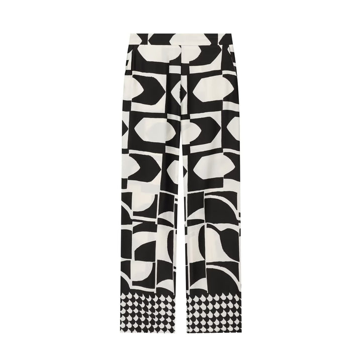 Damen Weite Palazzohose mit hoher Taille und grafischem Blockprint Drune