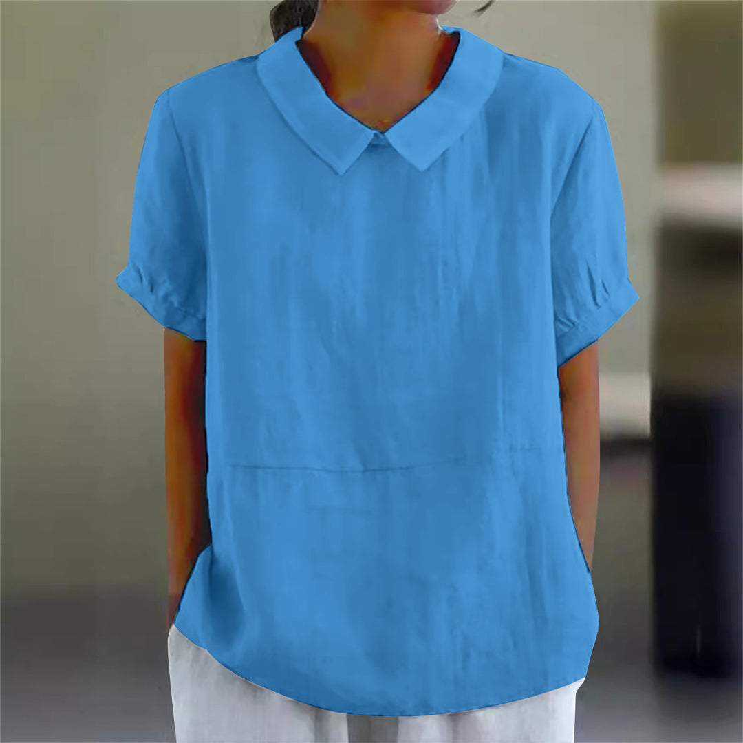Damen Bio-Leinen Bluse mit Kragen Drune