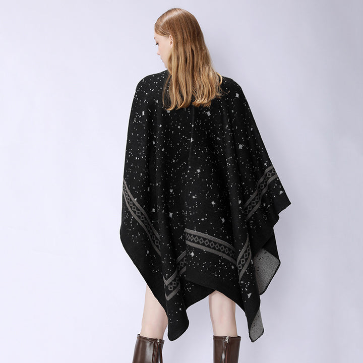 Damen Oversize-Umhangcape aus Wollmix mit zweifarbiger Wendestruktur Drune