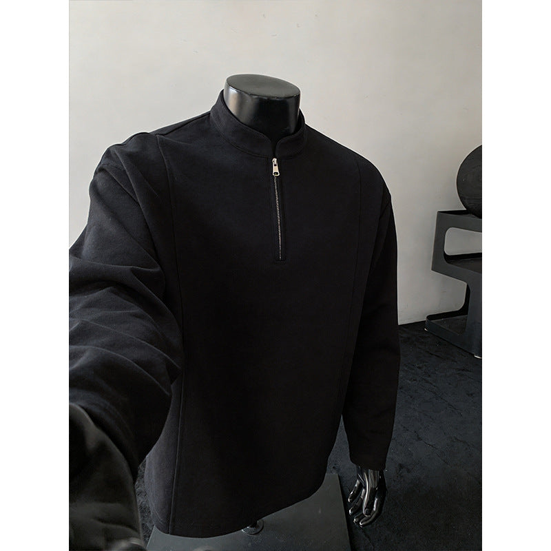 Herren Modernes Halbzip-Sweatshirt mit kurzem Reißverschluss und cleanem Minimaldesign Drune