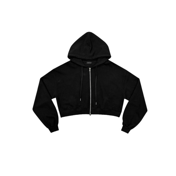 Damen cropped Kapuzenjacke mit Reißverschluss und elastischen Bündchen Drune