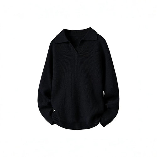Damen Oversized Pullover mit Kragen Drune