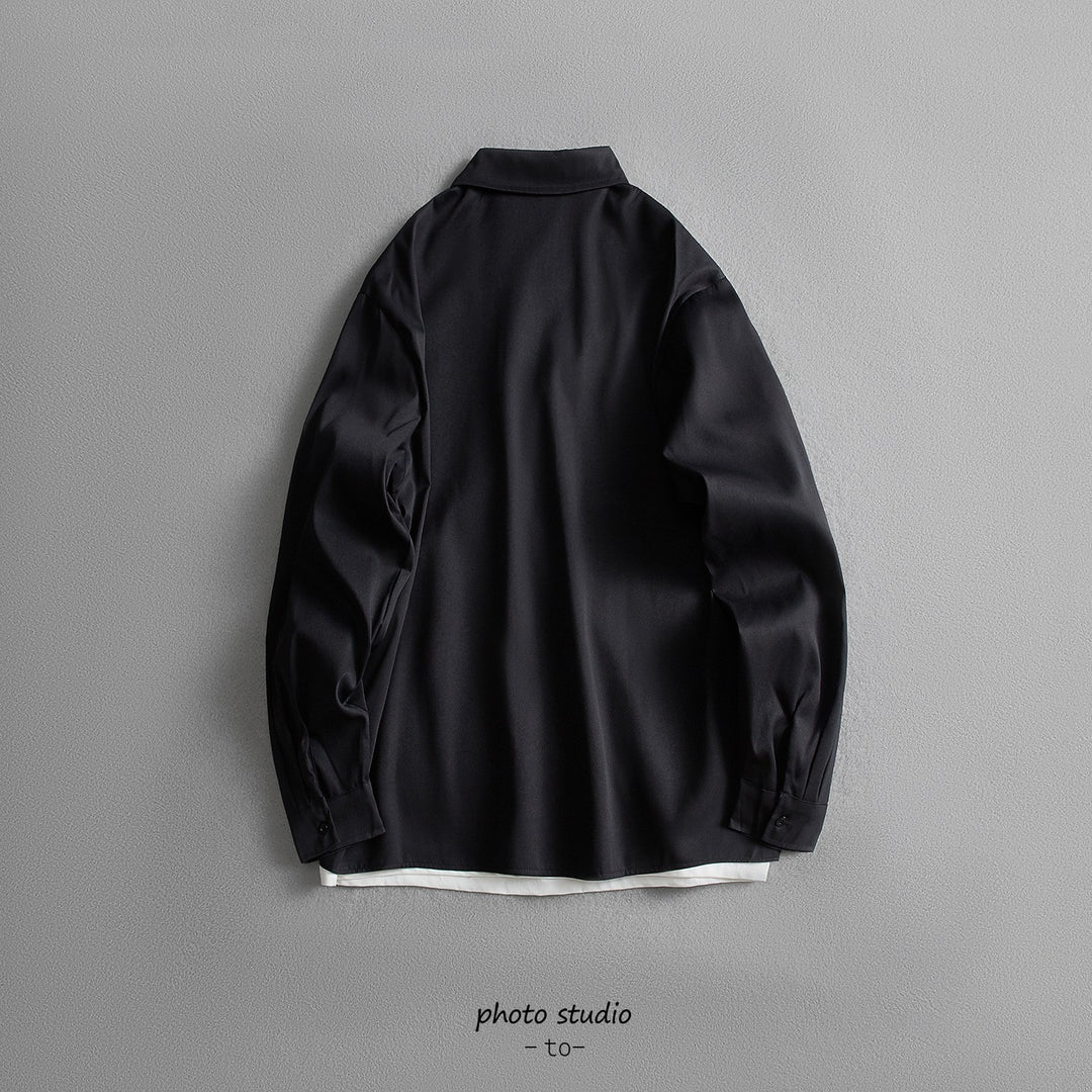 Unisex Oversize Hemdjacke im minimalistischen Utility-Look mit Brusttasche und verdeckter Knopfleiste Drune