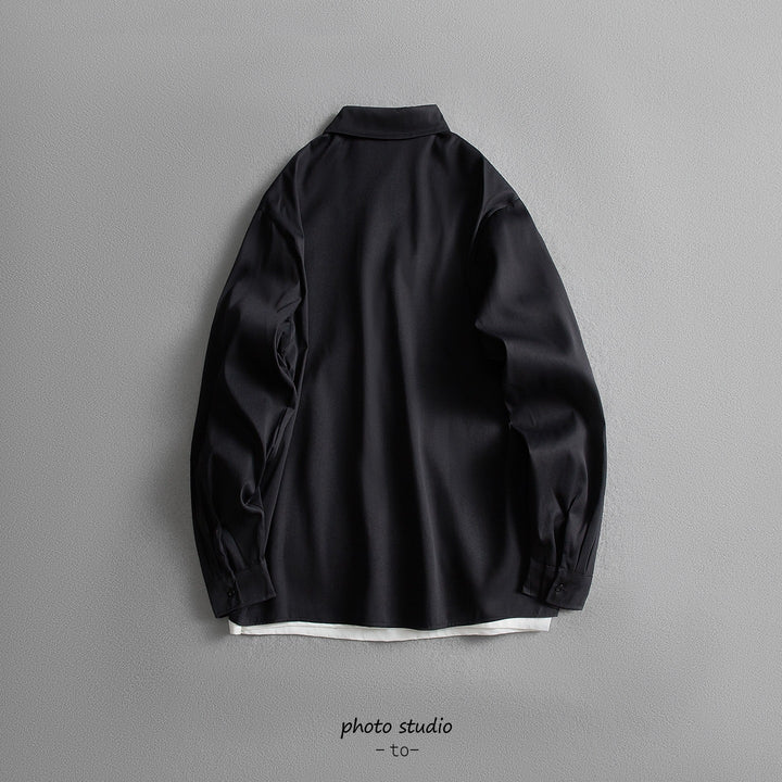 Unisex Oversize Hemdjacke im minimalistischen Utility-Look mit Brusttasche und verdeckter Knopfleiste Drune
