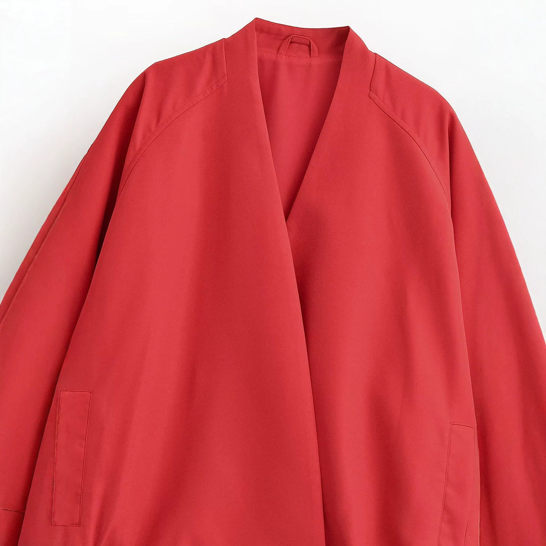 Damen Oversized Kimono‑Blouson mit offenem Vorderteil, Ballonärmeln und elastischem Saum Drune
