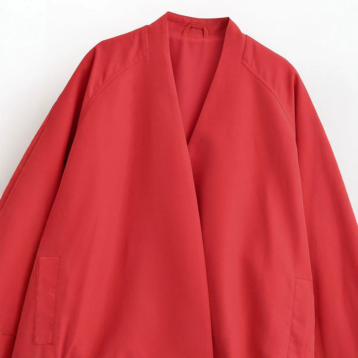 Damen Oversized Kimono‑Blouson mit offenem Vorderteil, Ballonärmeln und elastischem Saum Drune