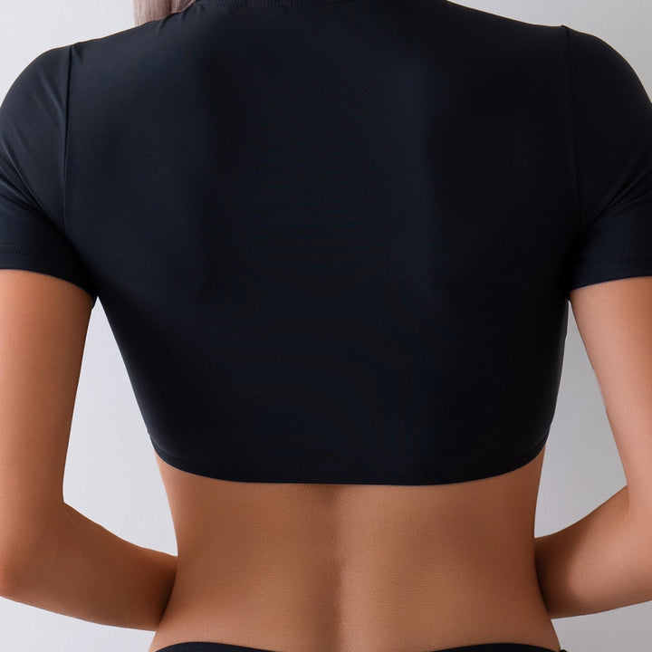 Damen Sportliches Crop-Top mit High-Waist Shorts Drune
