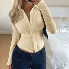 Damen Figurnahes Hemdshirt mit Raffung und taillierter Silhouette Drune