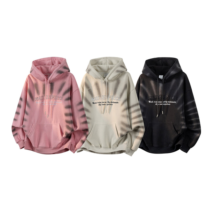Unisex Oversize Kapuzenpullover mit handschriftlichem Grafik-Print, Kängurutasche & geripptem Saum Drune