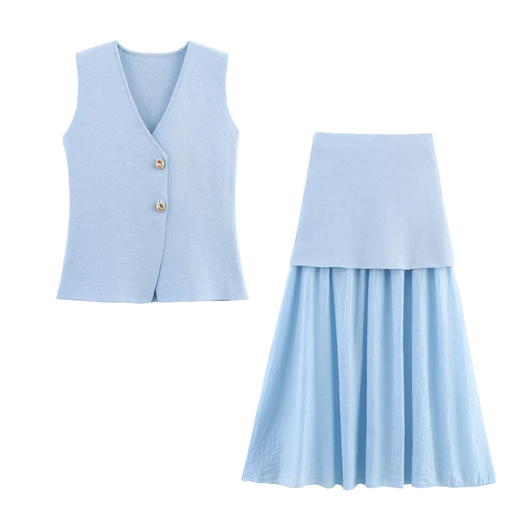 Damen Zweilagiger Chiffon-Maxirock mit glattem Hüftbesatz und A‑Linien‑Fall Drune