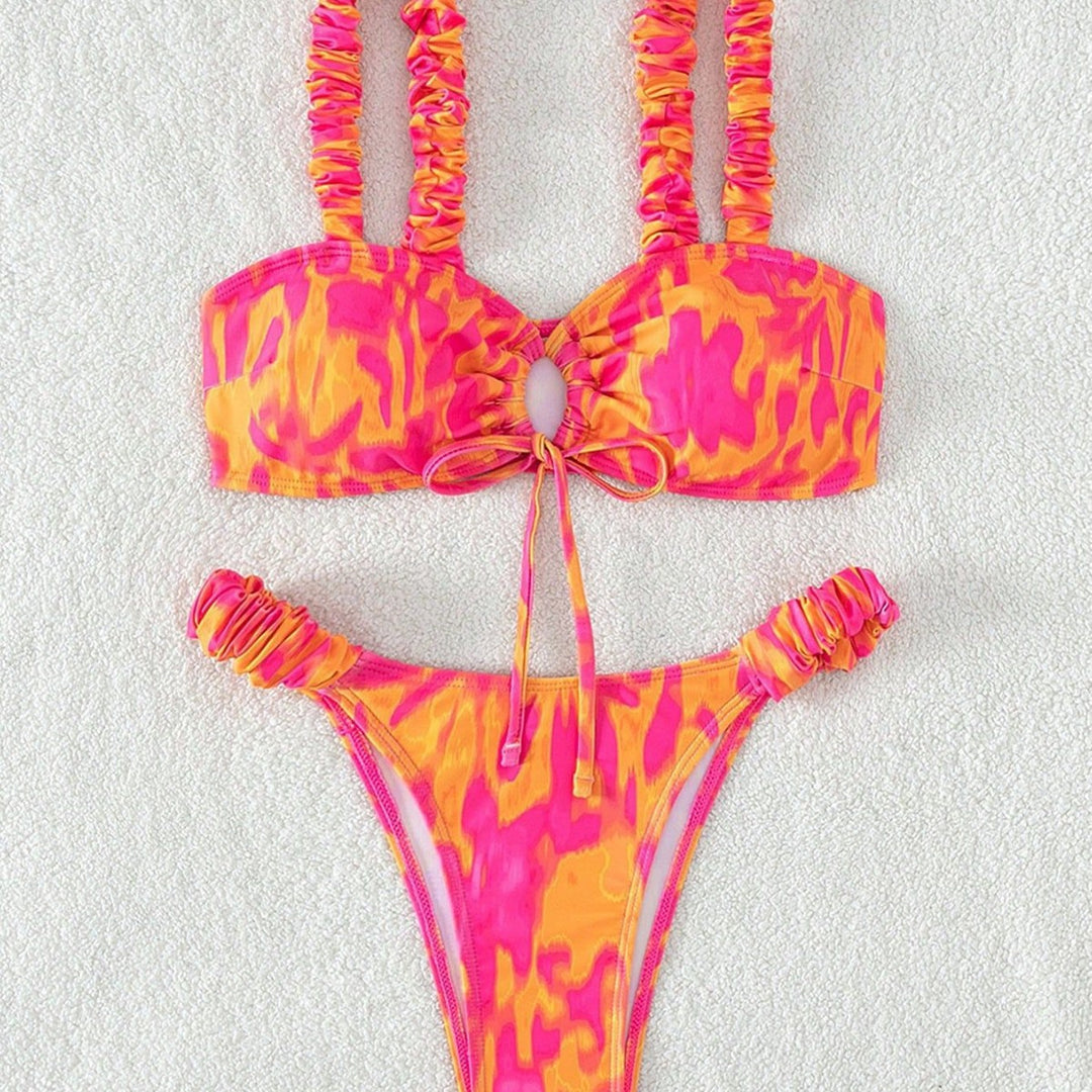 Damen Hochgeschnittener Bikini mit Rüschendetails Drune