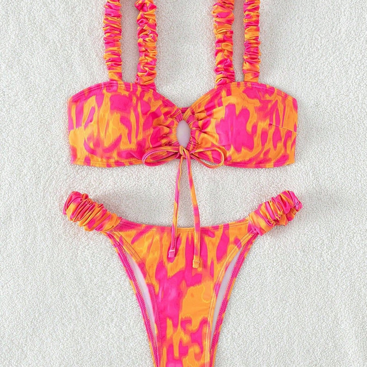 Damen Hochgeschnittener Bikini mit Rüschendetails Drune