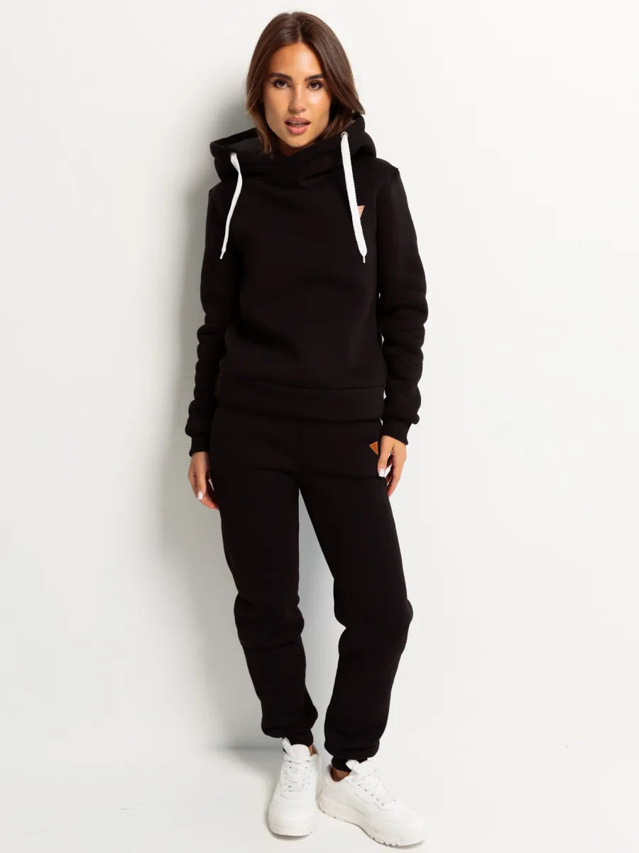 Damen Sportliches Hoodie-Set mit hohem Kragen Drune