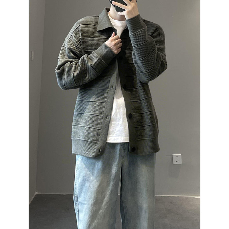 Herren Modische Strickjacke mit strukturierter Oberfläche Drune