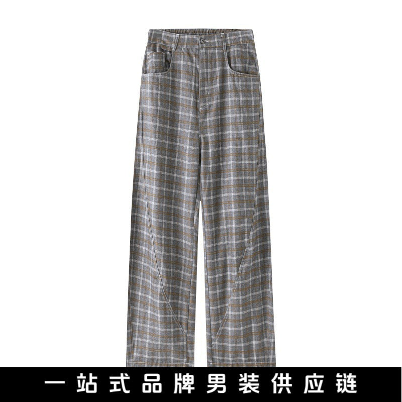 Damen Hochtaillierte weite karierte Culotte‑Hose mit Bügelfalte Drune