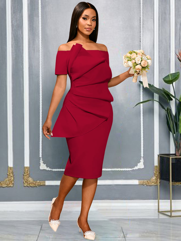 Damen Elegantes Cocktailkleid mit asymmetrischem Drapierungsdesign Drune