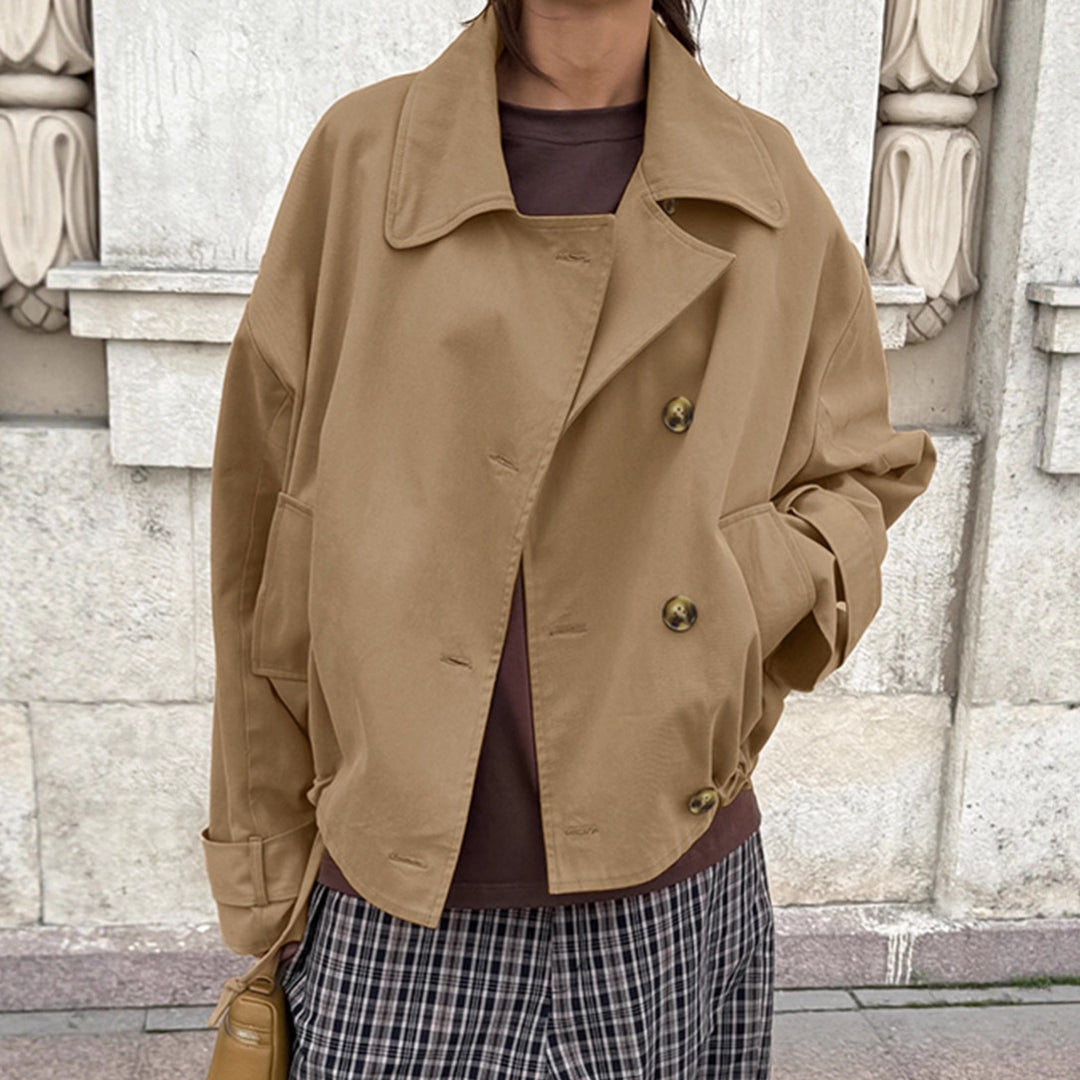 Damen oversized Wickeljacke mit lässigem Schnitt und praktischen Taschen Drune