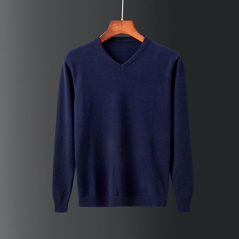 Herren eleganter V-Ausschnitt Pullover aus feiner Wolle Drune