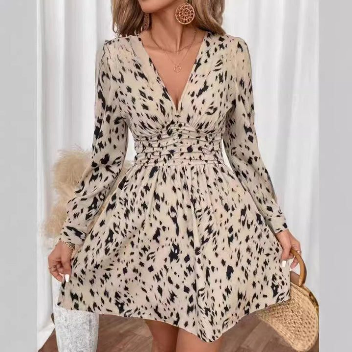 Damen Kurzarm Kleid Drune