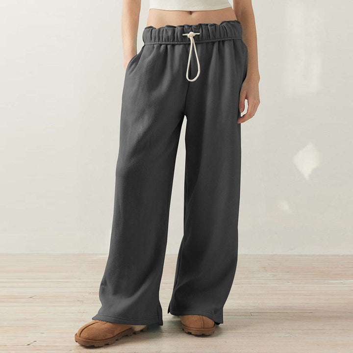 Damen weite Freizeit-Hose mit elastischem Bund und Kordelzug Drune