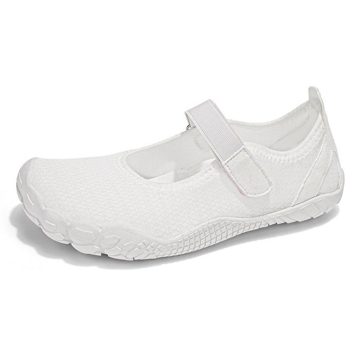 Damen Leichter Strick-Mary-Jane-Slipper mit Klettverschluss und flexibler Barfußsohle Drune
