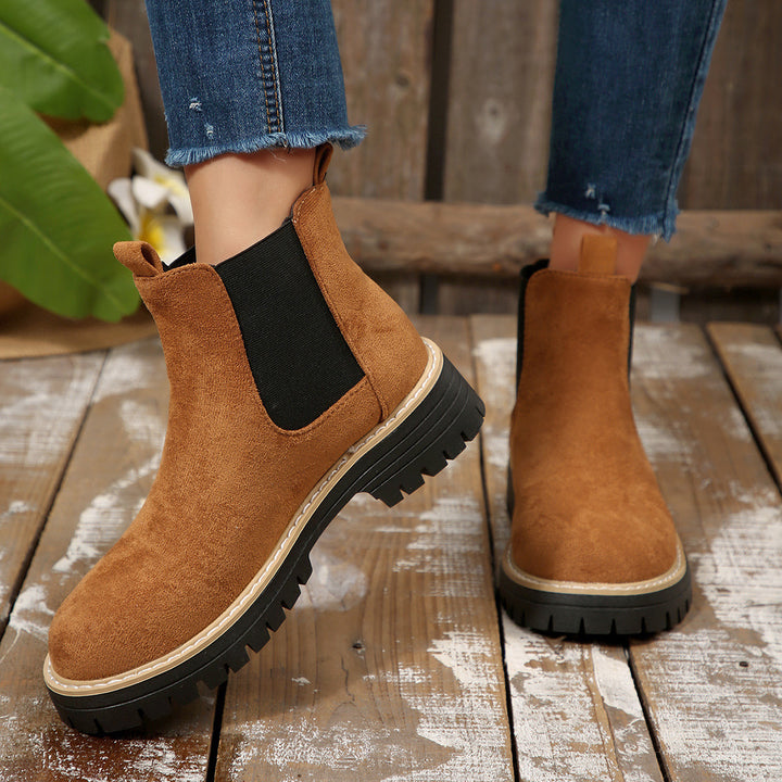 Damen nan Chelsea-Boots mit profilierter Traktorsohle und elastischen Seiteneinsätzen Drune