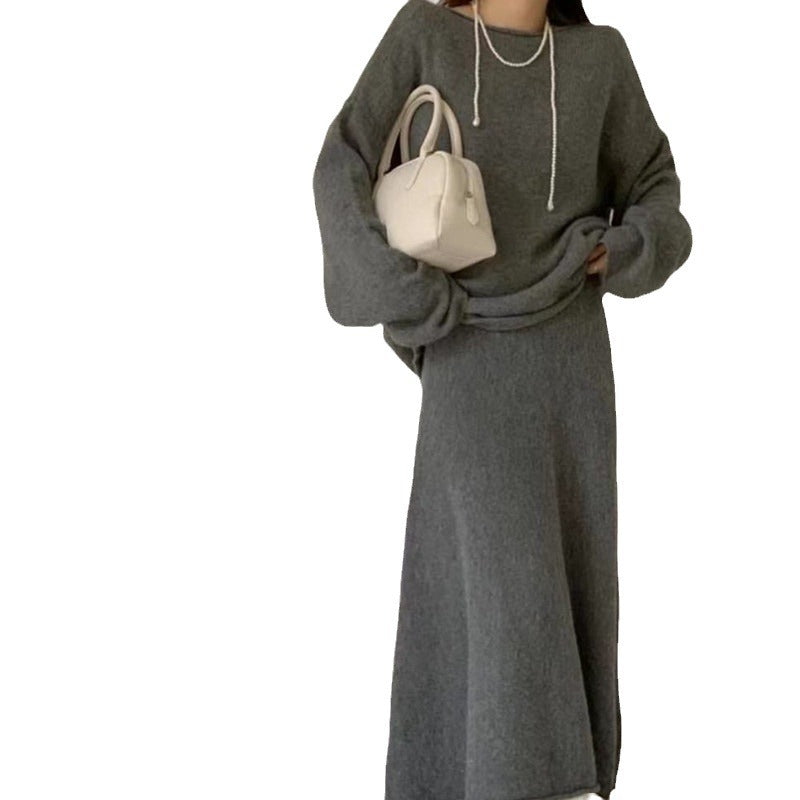 Damen Strickkleid im lässigen Off-Shoulder Design mit weitem Schnitt Drune