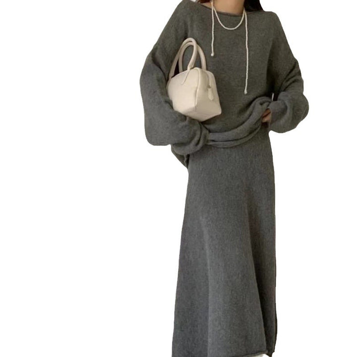 Damen Strickkleid im lässigen Off-Shoulder Design mit weitem Schnitt Drune