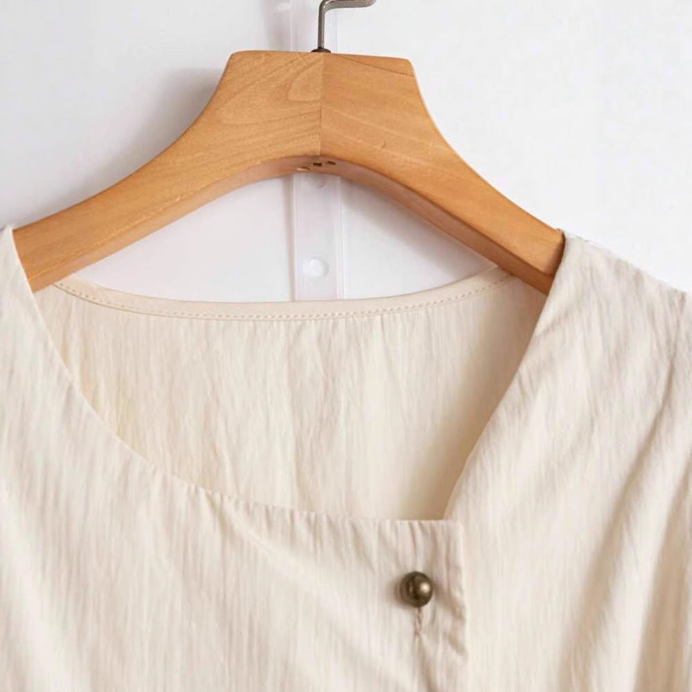 Damen Elegantes Wickeloberteil mit Knopf- und Schleifendetails Drune