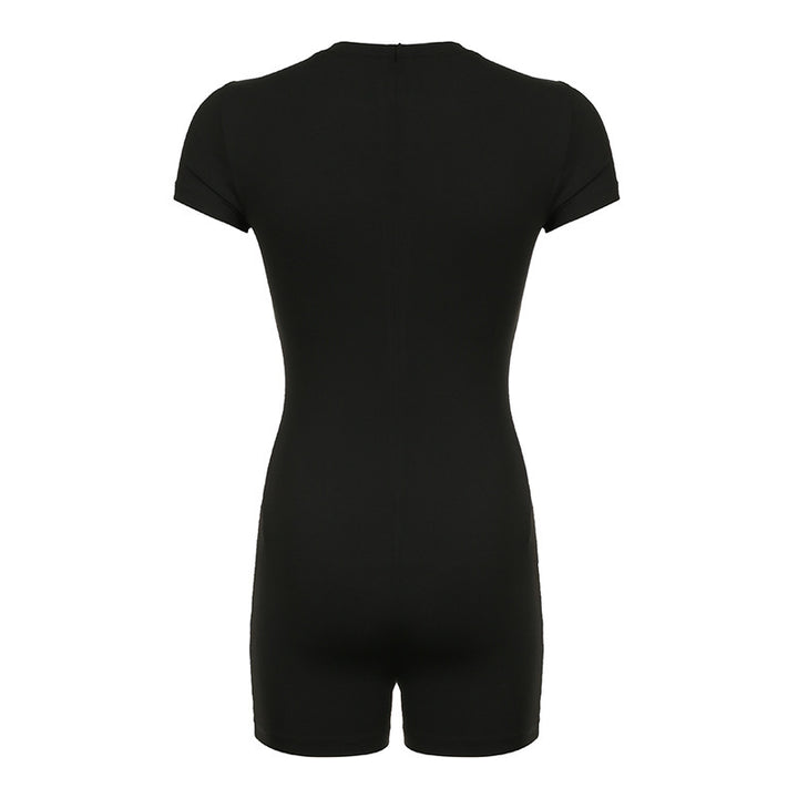 Damen eleganter Kurzoverall mit eng anliegendem Schnitt und Rundhalsausschnitt Drune