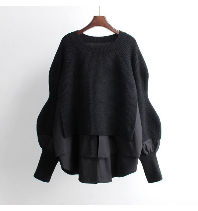 Damen modischer cropped Pullover mit innovativen Layering-Details Drune
